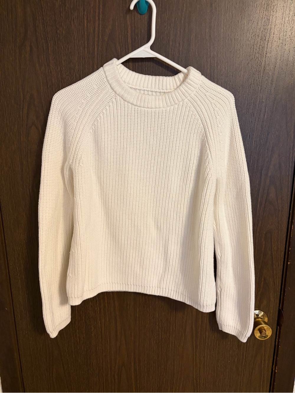 Quince White Ribbed Crewneck Sweater